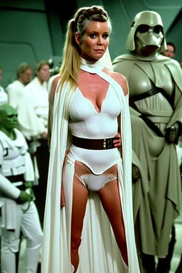 [Officier Stacy Sheridan, Hooker, Heather Locklear] Stacy Sheridan, in princess Leia's slave costume of the Return of the Jedi, close to Jabba the Hutt.