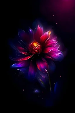 Illustrate a bloom Flower with purple and dull red, blurred dark background, smooth illustration book cover