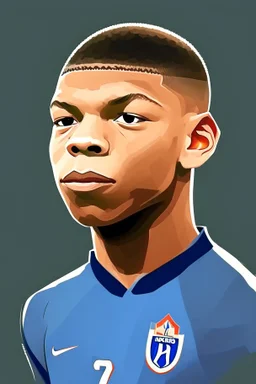 Kylian Mbappe French soccer player cartoon 2d