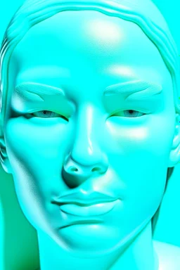 White rubber female face with rubber effect in all face with cyan sponge rubber effect