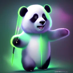 A male humanoid/furry panda with mint fur color that can use ice superpowers with rainbow aura