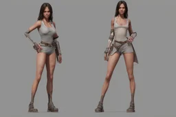 Female stylized character sheet for 3d modeling normal anatomy correct proportion Full front view side view and back anatomy .art station 8k fair skin