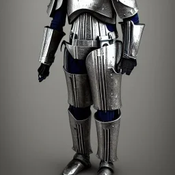 Imperial Stormtrooper wearing advanced medieval steel armor with detailed filigree