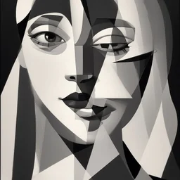 a black and white photo of a woman with a cigarette, a cubist painting by Alexander Archipenko, cgsociety, cubism, cubism, angular, picasso