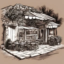 Greek taverna sketch, clipart