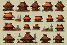 old Russian huts sprite sheet for 2d horizontal platformer