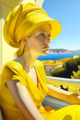 Neoclassicism woman realistic yellow cote d'azur