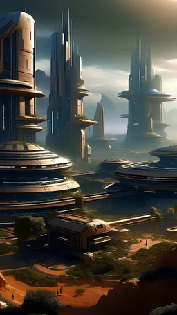 futuristic sci fi city, outback