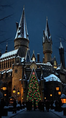 christmas at hogwarts castle without people