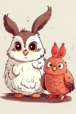 Owl, cute, christmas, rabbit