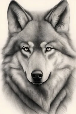 portrait of a wolf. pencil drawing