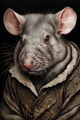 ultra detailed and intricate portrait of a very old, wrinkled, haggard, arrogant and bored hyperrealistic “victorian rat”: close up, atmospheric