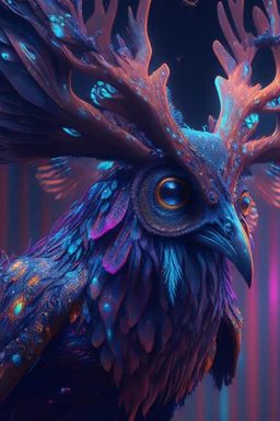 Moose owl rooster alien,FHD, detailed matte painting, deep color, fantastical, intricate detail, splash screen, complementary colors, fantasy concept art, 32k resolution trending on Artstation Unreal Engine 5