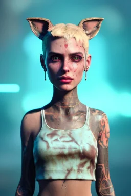 Fashion Portrait, tank girl, make up, natural busty, retro futuristic style, glow eyes, cinematic, Ultra realistic, wide angle view, soft color, highly detailed, unreal engine 5, RTX, ultra detail, volumetric lighting, 3d, finely drawn, high definition.