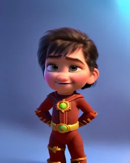 humanoid superhero kiddo, pixar style