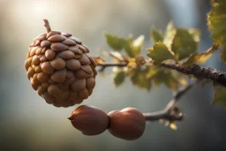 An acorn on the branch, natural volumetric cinematic perfect light, 135mm, photorealistic, no bokeh, good depth of field, award winning photo, beautiful composition, 16k, HDR, sharp focus, masterpiece