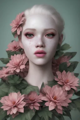 floral makeup flowers woman beauty person with albinism skin pots dreamy girl beautiful plants diverse add snowflakes