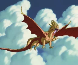 gold dragon breathing fire on a marshmallow