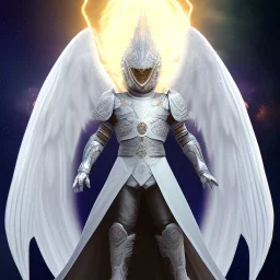 the main character. He’s to look like a powerful angel with white robe, symbols on hands glowing, His background should be that of space above with stars and standing on a paradise of a planet. His belt can transform into a white dragon.