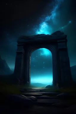 "Eerie Glow of the Portal Illuminating the Night Sky"