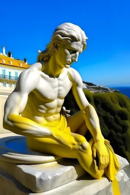 Neoclassicism man realistic yellow white sea cote d'azur