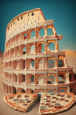 Colosseum made of pizza