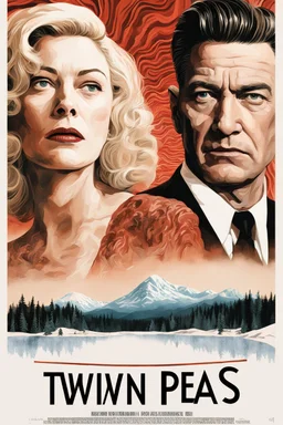 Movie poster art for "Twin Peaks" surreal drama by David Lynch, 'Who Killed Laura Palmer?', double exposure photo layering of ethereal Kyle Mcgloughlin and Sherilyn Fenn visages, beautiful modern poster composition by Drew Struzan, stunning dramatic artistic composition.