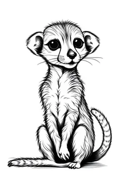 outline art for Meerkat Pup coloring pages with sitch, white background, Sketch style, full body, only use outline, toddlers style, clean line art, white background, no shadows and clear and well outlined.