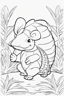 Outline art for cute coloring pages with armadillo full body, white background, sketch style, only use outline, clean line art, no shadows and clear and well outlined.