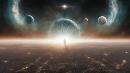 matrix universe, space, planets, god creation walking on the light