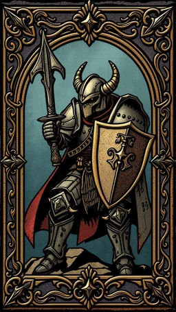 kobold knight card with ornate frame