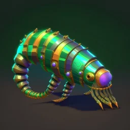 lowpoly shiny metallic spaceship worm