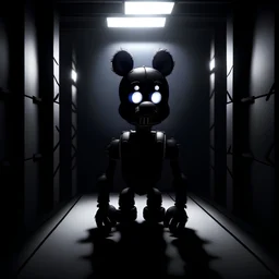 black Fnaf character in a dark maze