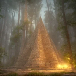 Egyptian pyramid buried in the middle of a dense forest, artistic painting, detailed painting elements with full HD quality, lasting effect, 4K, 8K, 16K