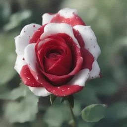 Strange red rose, with big painted white dots