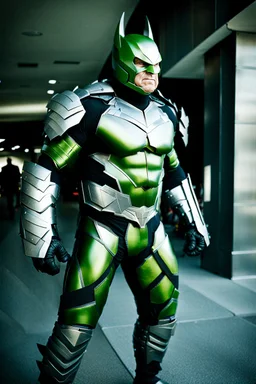 Catman in hulking futuristic armor, photograph