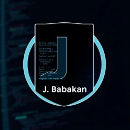 create a logo for me "J. Babakan" .i am an ai programmer artist i want a 3d graphical Logo ,ai ,code, flow charts blended at background