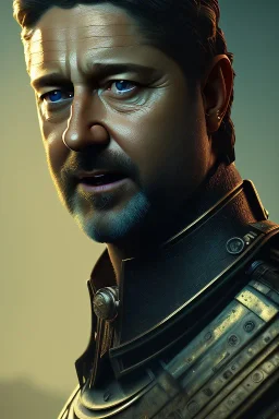 portrait of gerard butler, russel crowe, jeffrey wright, steampunk, unreal 5, octane render, cinema4d, soft lighting, soft lighting, 4k, redshift render, highly detailed, hyper realistic