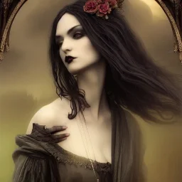 a beautiful gothic woman overtaken bya raven, 8k resolution, high-quality, fine-detail, color, intricate, realistic, sharp, crisp, digital art, detailed matte, volumetric lighting, illustration, octane render, brian froud, howard lyon, Anne Dittman, Anne Stokes, Lisa Parker, Selina French