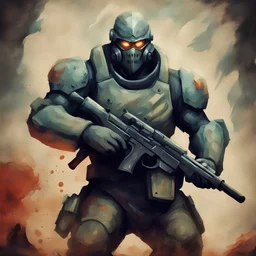 Impact Soldier in monster fresco art style