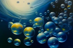 Realistic painting bubbles in deep sea