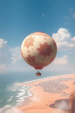 Mystical, Desert, Fantasy, City, Beach, Ocean, Modern, Metropolis, Oceanside, Oriental a SamarraiAIballon is hovering above