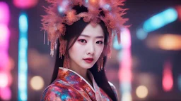 ((best quality)), ((masterpiece)), ((detailed)), (Intricate), ((Unparalleled)), ((Captivating)), Woman, Asian, Southeast Asian, Oriental, Photograph, Picture, Capture, Neon light, Vibrant glow, Electrifying light, Fluorescent lighting, Bokeh effect, Subject separation