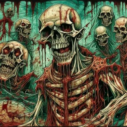 Pestilential rictus, Grin is fixed in misery, rancid rotting maw, raw messy illustrative style by Vincent Locke, unbalanced, offset, non-symmetrical surreal horror, text "Cannibal Corpse" album cover aesthetic in a death metal font