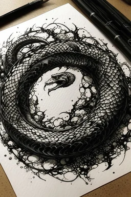 ouroboros made of black ink