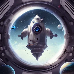 hyper-realistic spaceship interior with floating astronaut and cat, milkyway view through porthole, 8k resolution, high-quality, fine-detail, detailed matte, intricate, 3D octane render, illustration, digital art, brian froud, howard lyon, anna dittman, greg rutowski,