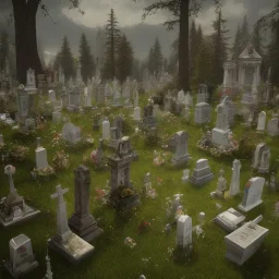 A large cemetery with the dead rising from the grave, fantasy fiction, 8k