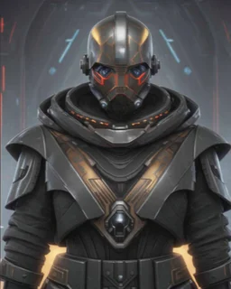 star wars bald male corellian pilot wearing pearlescent black and gunmetal grey First Order special forces heavy assault armor and helmet with gold trim inside the jedi temple, centered portrait, hyperdetailed, dynamic lighting, hyperdetailed background, 8k resolution, volumetric lighting, light skin, fully symmetric details