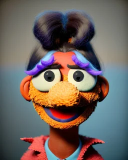 Portrait, hybrid character, waitress woman with monster muppet mask that covers her entire head, retro style, Sesame Street style, smooth, unreal engine 5, god lights, ray tracing, RTX, lumen lighting, ultra detail, volumetric lighting, 3d.