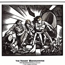 The Veggie Tales Massacre, woodcut